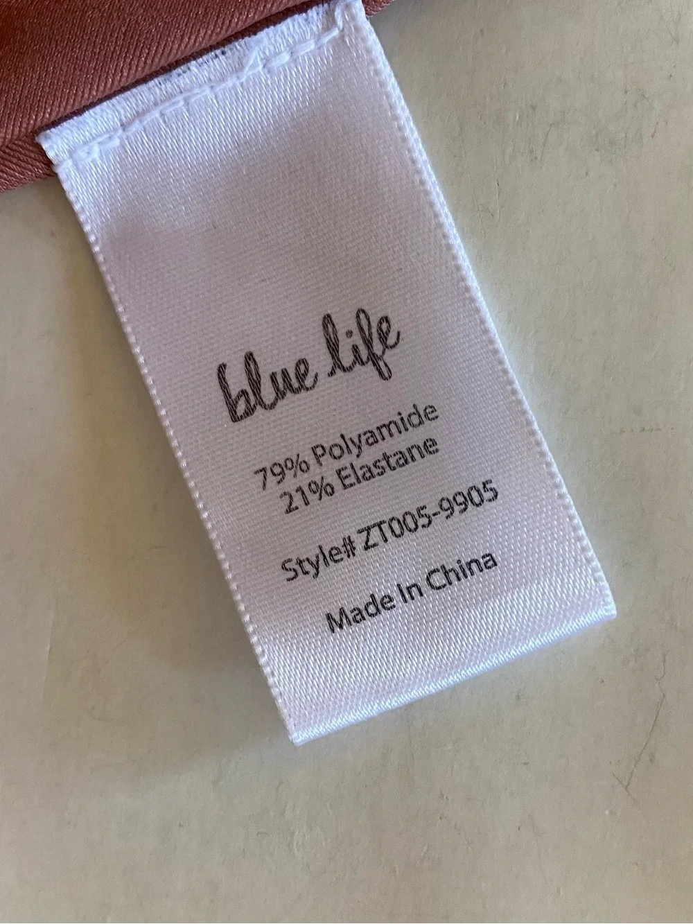 Blue Life Swim Bikini Top Women Size Small Lace Trim Triangle Tie Peach Rose Tan